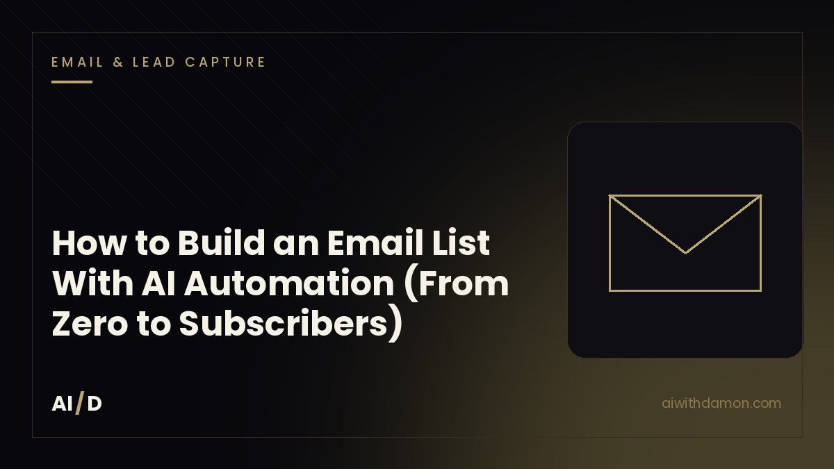 How to Build an Email List With AI Automation (From Zero to Subscribers) — article by Damon Scaife, AI with Damon